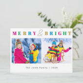 明るいメリークリスマス モダンな家族写真のクリスマスカード 2枚の写真入り シーズンカード (スタンド正面)