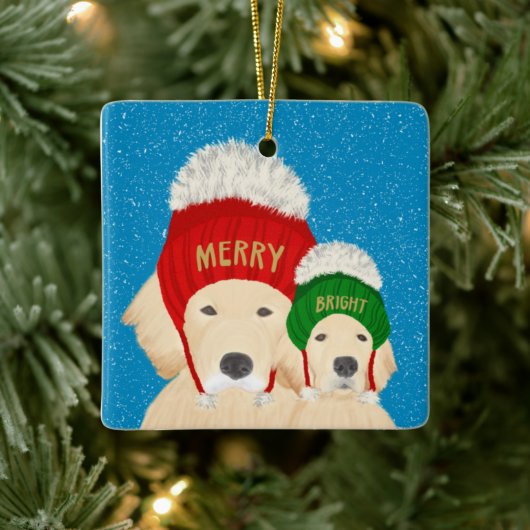 明るいメリーゴールデンドッグスクリスマスオーナメント2022 メタルオーナメント (ツリー)