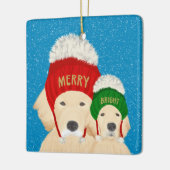 明るいメリーゴールデンドッグスクリスマスオーナメント2022 メタルオーナメント (左)