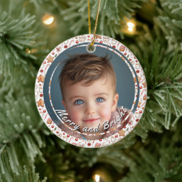 明るいメリースイーツのカスタム子供写真 セラミックオーナメント