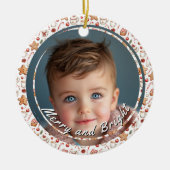 明るいメリースイーツのカスタム子供写真 セラミックオーナメント (正面)