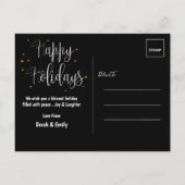 明るいメリースクリプかわいらしト写真ハッピーホリデー シーズンポストカード (裏面)