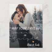 明るいメリースクリプかわいらしト写真ハッピーホリデー シーズンポストカード (正面)