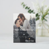 明るいメリースクリプかわいらしト写真ハッピーホリデー シーズンポストカード (スタンド正面)