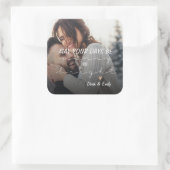 明るいメリースクリプかわいらしト写真ハッピーホリデー スクエアシール (バッグ)