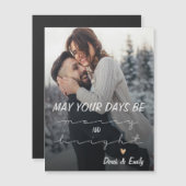 明るいメリースクリプかわいらしト・ホリデー・フォト・カード (正面/裏面)