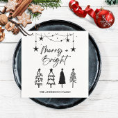 明るいメリースクリプエレガントトの松の木クリスマス スタンダードカクテルナプキン