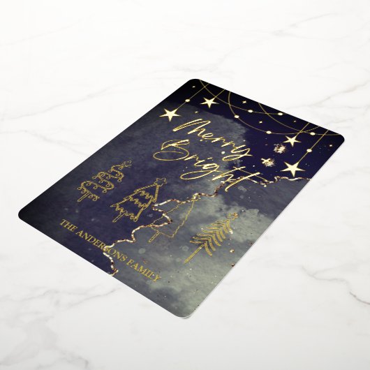 明るいメリースクリプエレガントトの松の木クリスマス 箔シーズンカード (回転した状態)