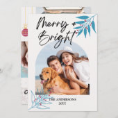 明るいメリースクリプエレガントトアーチ4写真クリスマス シーズンカード (正面/裏面)