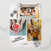 明るいメリースクリプエレガントトアーチ4写真クリスマス 箔シーズンカード (裏面)