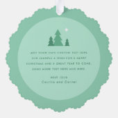 明るいメリースクリプトのフォトライト緑 オーナメントカード (裏面)