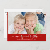 明るいメリースクリプモダントのクリスマスフォトカード シーズンポストカード (正面/裏面)