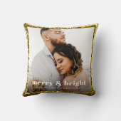 明るいメリースモダンクリスマのカップル写真 クッション (裏面)