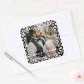 明るいメリースモダンクリスマのカップル写真 スクエアシール (封筒)