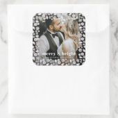 明るいメリースモダンクリスマのカップル写真 スクエアシール (バッグ)