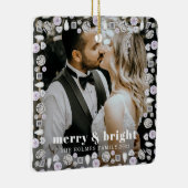 明るいメリースモダンクリスマのカップル写真 セラミックオーナメント (右)
