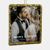 明るいメリースモダンクリスマのカップル写真 セラミックオーナメント (右)