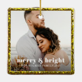 明るいメリースモダンクリスマのカップル写真 セラミックオーナメント (裏面)