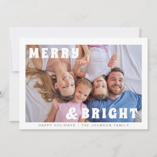 明るいメリータイポグラフィのはっきりしたクリスマス シーズンカード (正面)