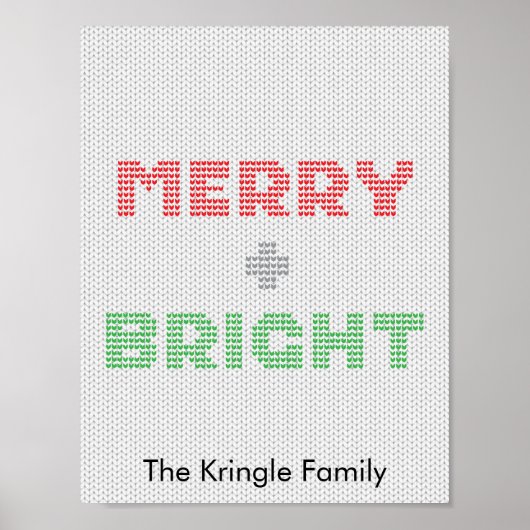 明るいメリータイポグラフィクリスマスセーター ポスター (正面)