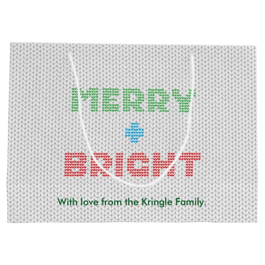 明るいメリータイポグラフィクリスマスセーター ラージペーパーバッグ (裏面)