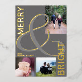 明るいメリータイポグラフィ3フォトグレー金ゴールド 箔シーズンカード (正面)