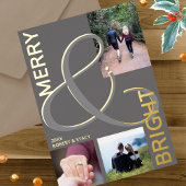 明るいメリータイポグラフィ3フォトグレー金ゴールド 箔シーズンカード