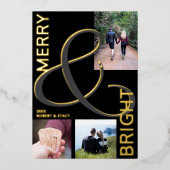 明るいメリータイポグラフィ3フォトブラック金ゴールド 箔シーズンカード (正面)