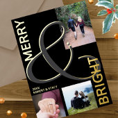 明るいメリータイポグラフィ3フォトブラック金ゴールド 箔シーズンカード