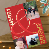 明るいメリータイポグラフィ3フォトレッド金ゴールド 箔シーズンカード