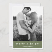 明るいメリートレンディーモスグリーンのクリスマスフォト シーズンカード (正面)