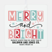 明るいメリートレンディーヴィンテージカスタムクリスマス メタルオーナメント (正面)