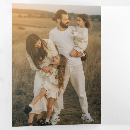 明るいメリートレンディーヴィンテージレトロ家族の写真 三つ折りクリスマスカード (内部最初)