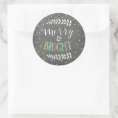 明るいメリードットのシャルボードクリスマスステッカー ラウンドシール (バッグ)