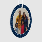 明るいメリーネイビーモダンスターズ家族の写真 オーナメント (正面)