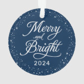 明るいメリーネイビーモダンスターズ家族の写真 オーナメント (裏面)