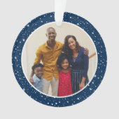 明るいメリーネイビーモダンスターズ家族の写真 オーナメント (正面)