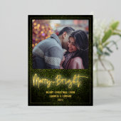 +明るいメリーネオンボクウッドのクリスマス写真 箔招待状 (立ち正面)