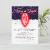 明るいメリーネオン白熱［赤熱］光を放つ電球のクリスマス 招待状 (スタンド正面)