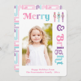 明るいメリーパステルナツクラッカークリスマスフォト シーズンカード