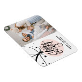 明るいメリーピンクのオーナメントクリスマスフォト マグネット (右側)