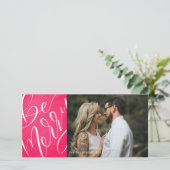 明るいメリーピンクのクリスマスモダン写真である シーズンカード (スタンド正面)