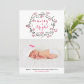 明るいメリーピンクのクリスマスリース写真 シーズンカード (スタンド正面)