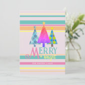 明るいメリーピンクのクリスマス・ホリデー・カード シーズンカード (スタンド正面)
