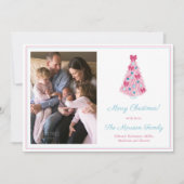 明るいメリーピンクのティール（緑がかった色）メリークリスマスフォト シーズンカード (正面)
