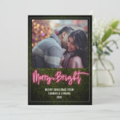 +明るいメリーピンクのネオンボクウッドクリスマスフォト シーズンカード (スタンド正面)