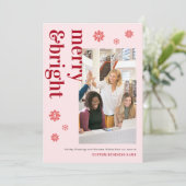明るいメリーピンクの赤チーム写真事業クリスマス シーズンカード (スタンド正面)