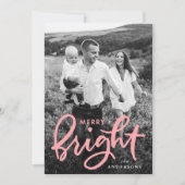 明るいメリーピンクはっきりしたのスクリプト写真 シーズンカード (正面)