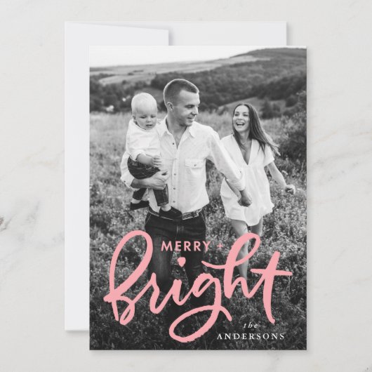 明るいメリーピンクはっきりしたのスクリプト写真 シーズンカード (正面)