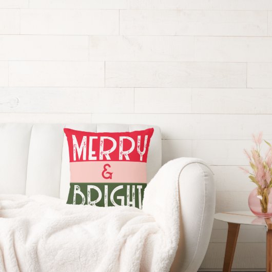 明るいメリーピンクグリーンレトロクリスマス クッション (ソファ)